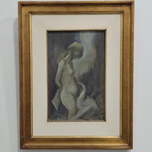 Óleo sobre Fibra "Desnudo" de Manolo Lima Firmado - imagen 2