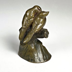 Figura de Bronce Francesa de Aves, Firmada Carvin, París - imagen 3