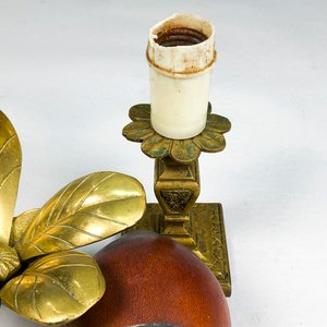 Lámpara de Mesa en Bronce con Detalle de Flor y Mate - imagen 5