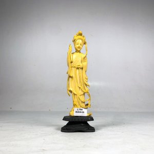 Figura de Dama Oriental en Marfil con Base de Madera - imagen 1