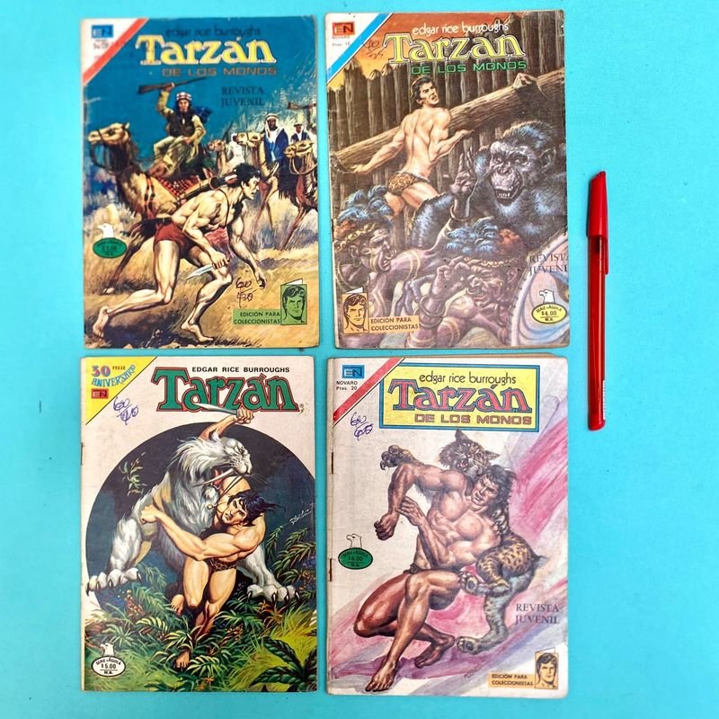 Lote de 4 Revistas Tarzán "Serie Águila" de Editorial Novaro (Años 70)