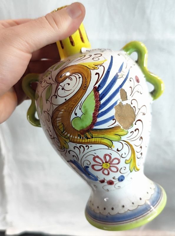 Taza en mayólica mexicana, jarra de 22 cms sellada ánfora y ánfora Perugia - imagen 5
