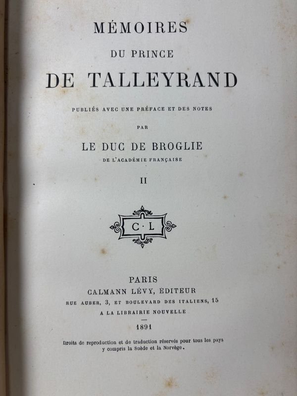 Memorias del Príncipe de Talleyrand en dos Volúmenes - Libros antiguos - imagen 3