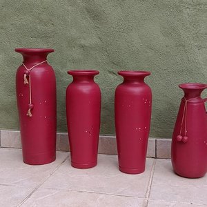 Lote de 4 Jarrones de Cerámica Rojos - imagen 4
