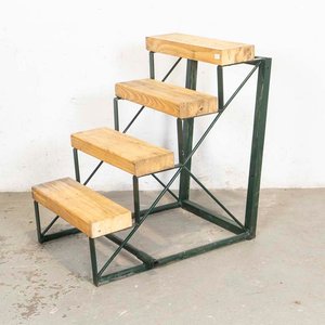 Escalera Rústica de Metal y Madera con Cuatro Escalones - imagen 1