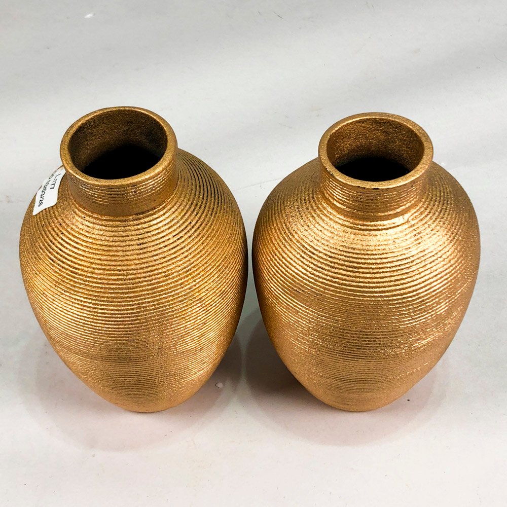 Dos floreros en cerámica dorada de 16 cm - imagen 3