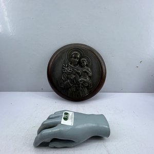 Lote anterior: Placa Antigua en Relieve: San Antonio de Padua con Niño Jesús en Madera y Bronce Niquelado
