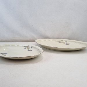 Par de Fuentes Ovaladas Hutschenreuther Hohenberg Bavaria Porcelana Marfil Decoración Floral - imagen 3