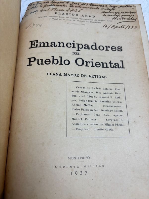 Libro antiguo de Placido Abad - Emancipadores del Pueblo Oriental - imagen 3