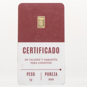 Lingote de Oro Fino 1g "El Tasador" Industria Argentina - imagen 4