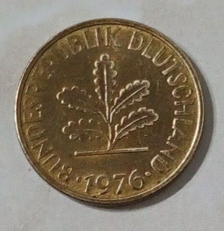 Moneda de 10 Pfennig de Alemania Occidental, Año 1976