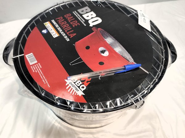 Parrillero Portátil Metálico Negro BBQ Cosmo, 35cm Diámetro, Nuevo en Blister