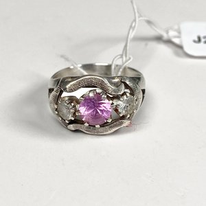 Anillo de Plata con Piedras Rosas y Blancas - imagen 3