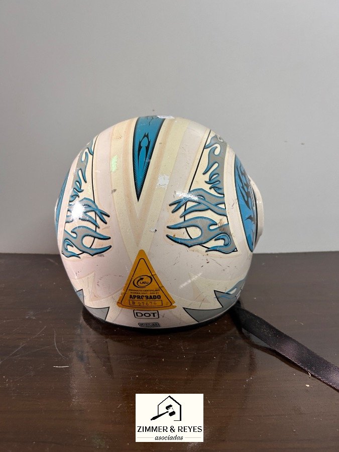 Casco de Moto Aprobado con Diseño Azul y Blanco