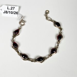 Pulsera de Plata con Piedras Granates Facetadas - imagen 2