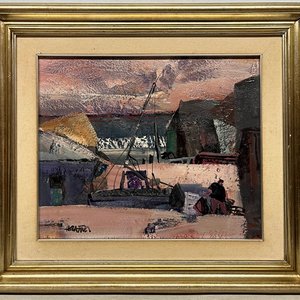 Oleo "Playa y Rocas" de Hugo Nantes - 40 x 48 cm - imagen 2