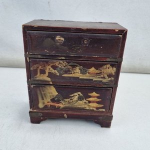 Mini Cómoda Decorativa Estilo Oriental con Policromía y Tres Cajones - imagen 2