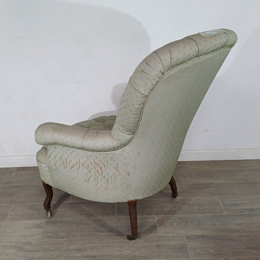 Sillón cixtoriano tapizado en tela capitoneada - imagen 4