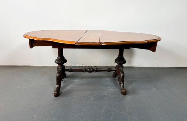 Mesa Plegable Victoriana Tablero Ondulado Raíz y Caoba - imagen 1