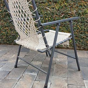 Silla Reposera Plegable Artesanal con Tejido Macramé - imagen 2