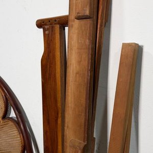 Respaldo de Cama Dos Plazas Estilo Art Decó con Ratán y Estructura de Madera Dura - imagen 5