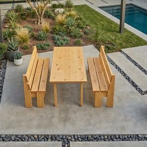 Juego de Mesa y Bancos de Madera para Exterior - imagen 2