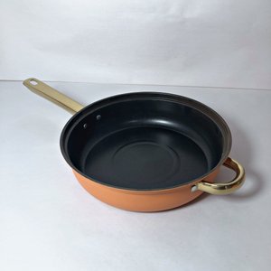 Juego de Ollas y Sartén Esmaltadas Naranja con Tapas de Vidrio y Asas Doradas - imagen 3