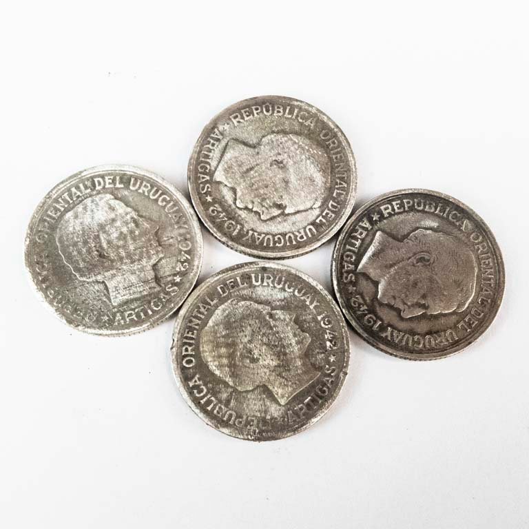 4 Monedas de Plata Uruguay 1 Peso 1942