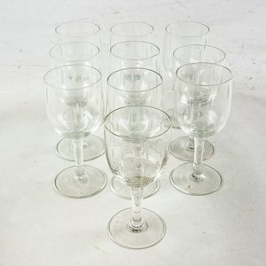 Diez Copas de Cristal Hialino Tallado - imagen 1
