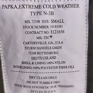 Parka Militar Mil-Tec N-3B Talle Small para Clima Extremo - imagen 8
