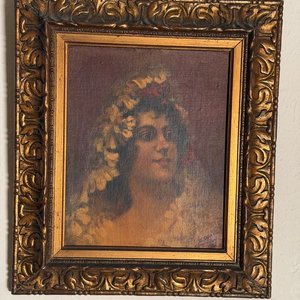 Óleo Retrato Femenino Firmado Enrique Carreza, 1901 - imagen 1