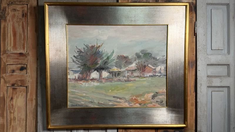 Óleo sobre tela "Paisaje Rural" de Dante Cola, 60x50cm