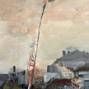 Pintura "Puerto" de Hugo Nantes, Acrílico sobre Fibra, 80x60 cm - imagen 2