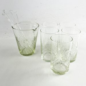 Lote anterior: Juego de Cristalería Tallada: Hielera y 5 Vasos Altos