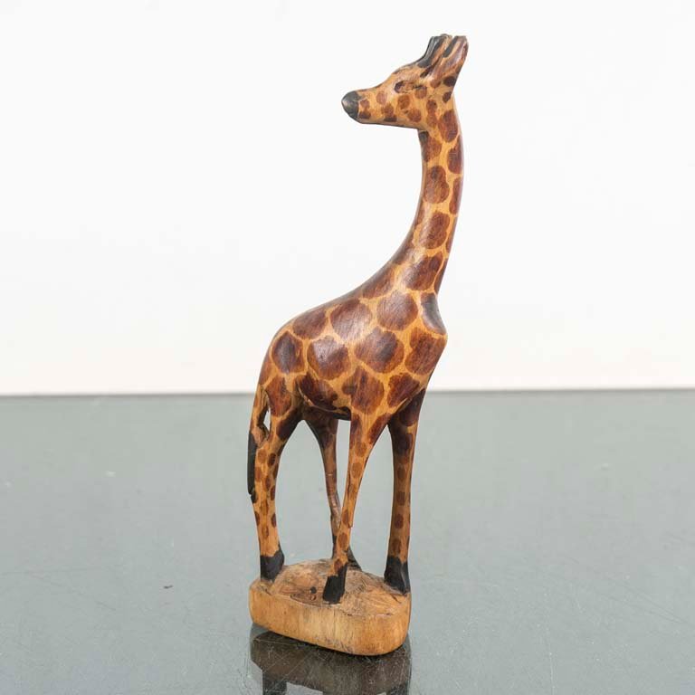 Talla de Madera de Jirafa Decorativa - 7x21 cm