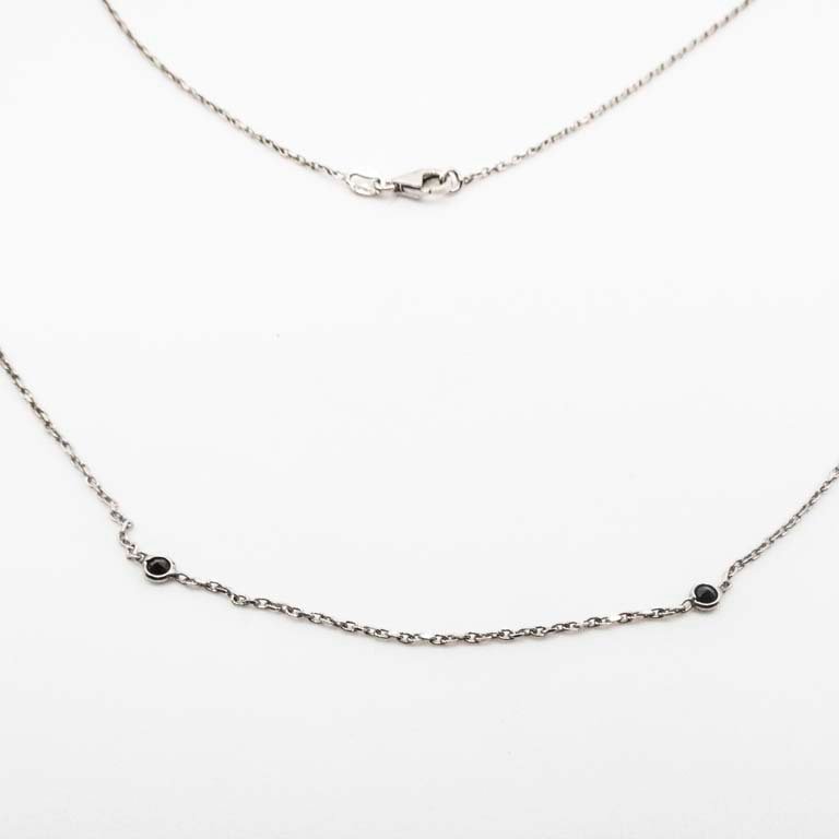 Cadena de Plata con Piedras Negras - 88 cm