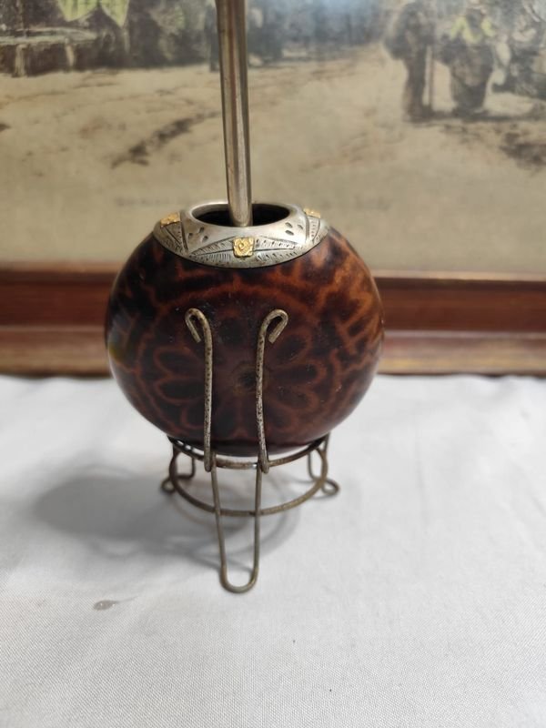 Mate Galleta con Virola y Bombilla en Plata y Oro - imagen 5
