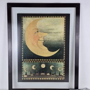 Lámina Firmada "Luna y Pueblo" con Vidrio Antirreflejo - imagen 1