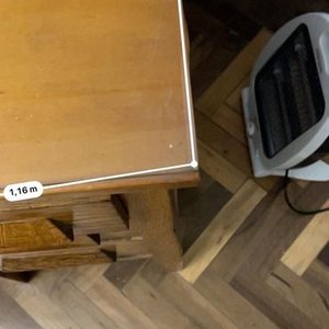 Escritorio Antiguo de Madera con Tapa de Vidrio y Cajones - imagen 5