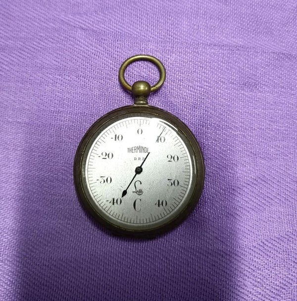 Termómetro Bimetálico Suizo Antiguo Estilo Reloj de Bolsillo - imagen 1