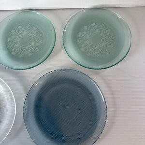 Juego de 7 Platos de Vidrio Transparente y Verde - imagen 3