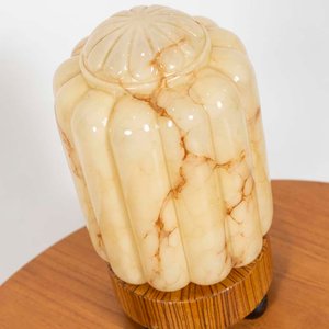 Lámpara de Mesa Opalina con Base de Madera Cebrano - imagen 2