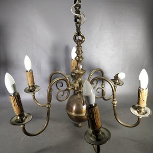 Araña Holandesa de Bronce con Seis Luces - imagen 5