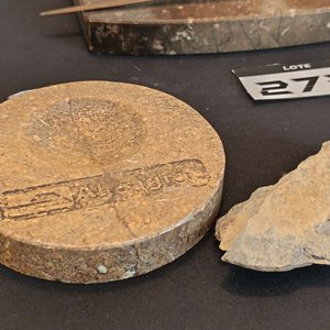 Antiguo Tintero de Escritorio con Abrecartas y Pisa Papel en Mármol Jaspeado - imagen 8