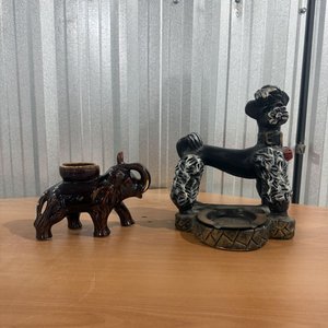 Cenicero Caniche y Florero Elefante de Cerámica Vidriada - imagen 2
