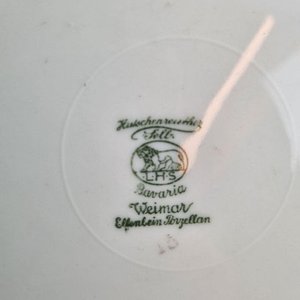 Juego de 12 Piezas Vajilla Antigua Porcelana Weimar Baviera Floral Plateado - imagen 5