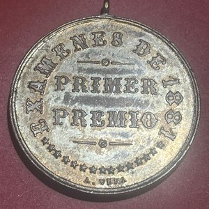 Lote siguiente: Medalla "Primer Premio Instrucción Pública 1881" de Agustín Vera