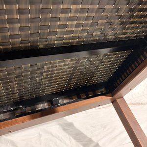 Mesita Lateral Madera y Ratán Sintético Gris para Exterior - imagen 5