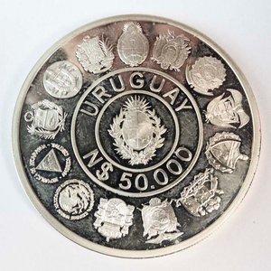 Moneda de Plata Uruguaya 50.000 N$ 1991 "Encuentro de Dos Mundos" - imagen 2