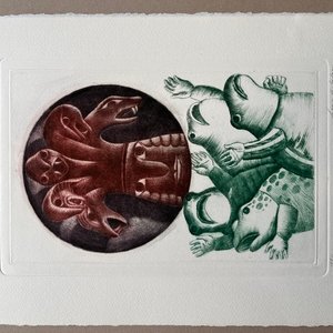 Grabado "Las ranas pidiendo rey" de Luis Alberto Solari - Edición 155/200 - imagen 2